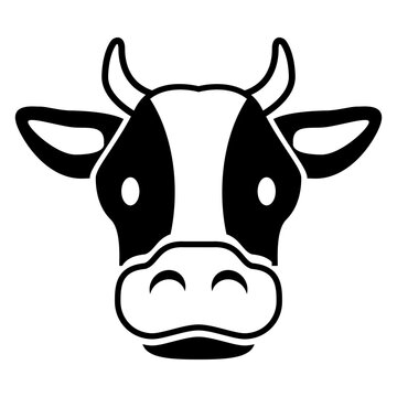Logo granja productora de leche. Icono con cabeza de vaca