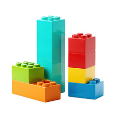 Naklejka premium Colorful Building Blocks on Transparent Background