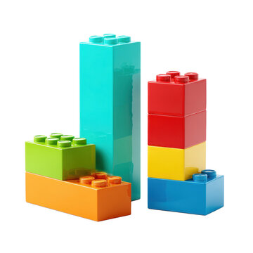 Colorful Building Blocks on Transparent Background