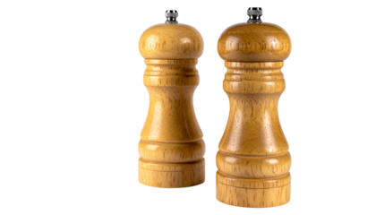 Dual spice shaker set featuring classic and modern designs, isolated on transparent background