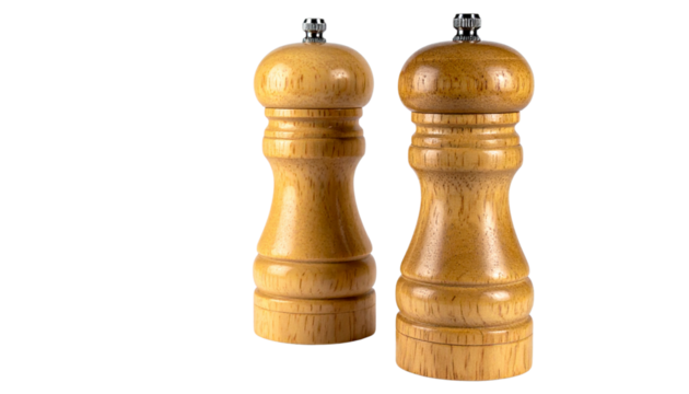 Dual spice shaker set featuring classic and modern designs, isolated on transparent background