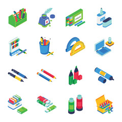 stationery Isometric Vector Illustration set 1