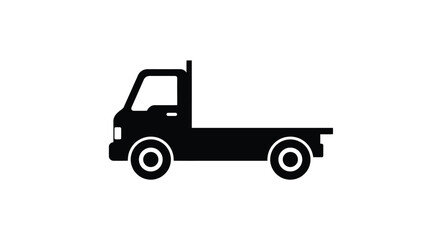 Fototapeta premium Simple silhouette of a flatbed truck iconic automotive vehicle for transportation and logistics iconography