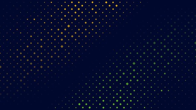 Orange and green square halftone dots abstract futuristic background. Seamless looping minimal geometric motion design. Video animation Ultra HD 4K 3840x2160