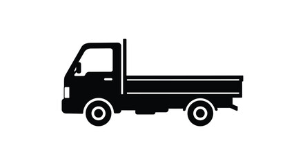 Simple silhouette flatbed truck icon for delivery logistics and transportation services