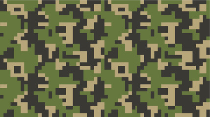 Digital Camo Pattern. Camouflage texture in pixel style for uniform and design background.