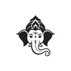 Lord Ganesha Silhouette Vector Art Hindu Elephant God Illustration