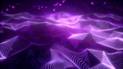 Obraz premium Vibrant Neon Purple Glowing Wave Geometric Abstract Background
