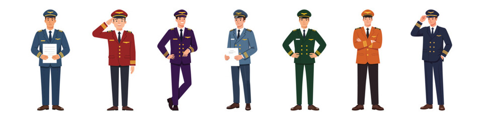 Diverse Illustrations of Uniformed Professionals A Variety of Occupations Represented