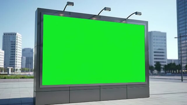 City Billboard Mockup with Green Screen for Advertising Insertion