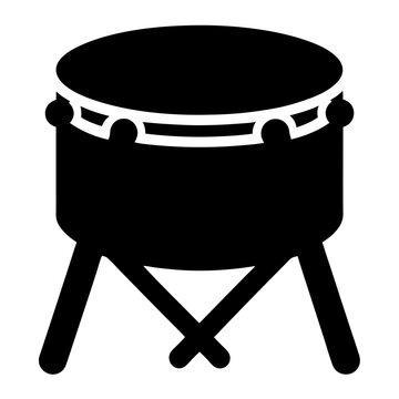 Illustration of a black timbales drum with simple lines on white background