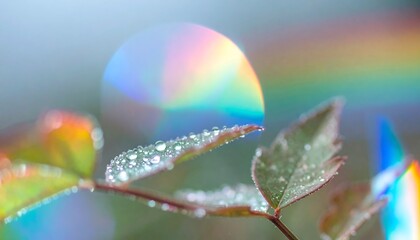 Water Droplets on Leaves with a Colorful Light Effect Nature Photography