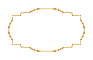 Golden 3d frame. Luxury shiny ornamental border in oriental style. Indian decorative element. Realistic object mockup for photo frame. Vector for certificate, stamp, vignette