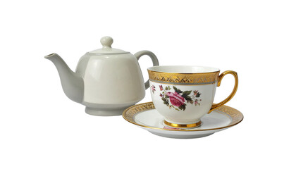 Two unique teapot-and-cup variations displayed together in a single wide 16-9 composi 543405