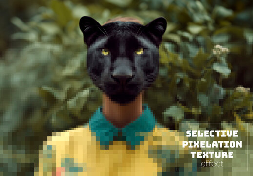 Photo effect with selective pixelation texture