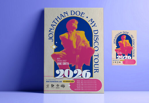 Psychedelic Style Retro Music Concert Poster and Flyer