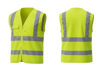 High visibility safety vest with reflective strips front and back view
