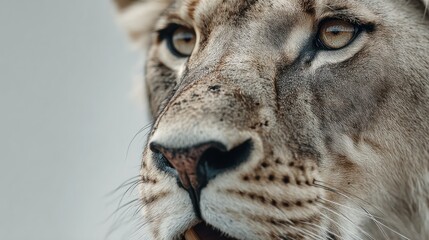 Obraz premium Intimate portrait capturing the raw intensity in a lioness's gaze