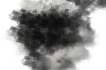 Dark and wispy smoke cloud with ethereal tendrils swirling and dissipating isolated on transparent background