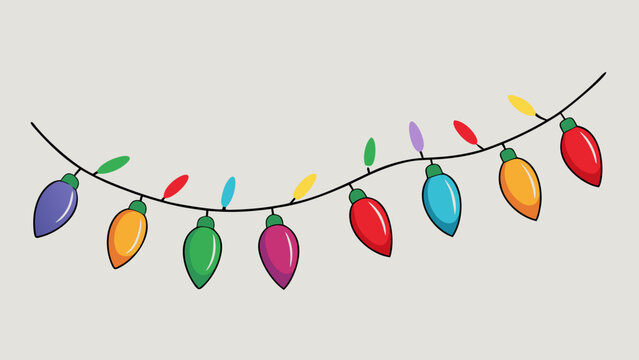 Vector art of festive string of colorful christmas lights, adding a touch of holiday cheer and warmth to any design