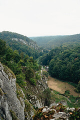 Green mountains, hills, road at the valley, Ojcowski National Park, Poland