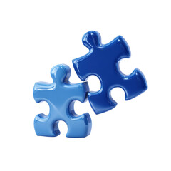 Obraz premium Blue Puzzle Pieces on Transparent Background