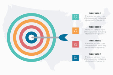 Target Infographic design template with 4 steps for web, business, presentations.