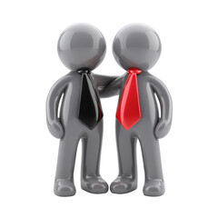 Two glossy business figures with ties showing partnership