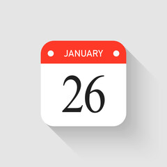Vector icon page day calendar - 26 January month