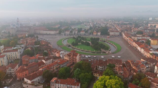 Aerial view of the Basilica of Saint Justina in Padua, Italy.