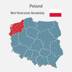 Vector map Poland, West Pomeranian voivodeship