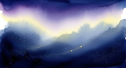 Obraz premium Watercolor Night Sky Abstract Painting with Stars and Light.