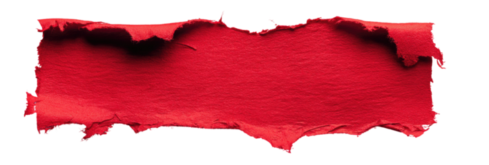 Red, textured smear, ripped edges