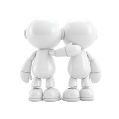 Fototapeta premium Two white figures embracing on transparent background