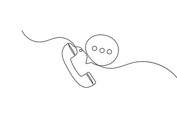 Call icon continuous one line drawing minimalist style isolated outline vector art
