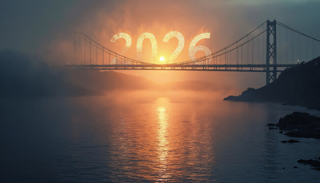 Bridge at Sunrise with Year 2026