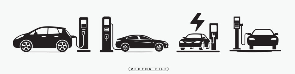 Fototapeta premium Electric vehicles charging at stations a sustainable transportation infrastructure scene