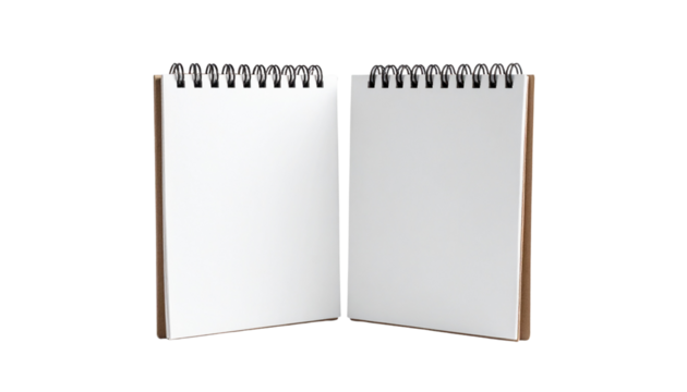  Modern spiral notebook collection with paired styles, isolated on transparent background