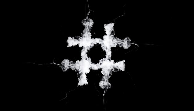 Abstract depiction of a central shape created with smoke on a black background, with subtle, wispy tendrils extending outward