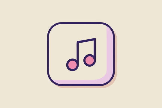 Apple music note minimal rounded shape melody icon  