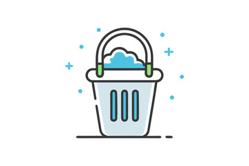 Bucket collecting rainwater eco water saving minimal icon