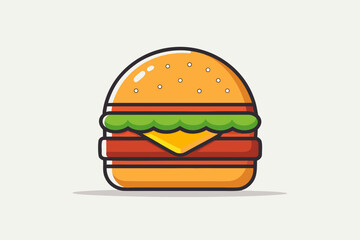 Burger sesame bun fast food tasty snack shadow icon