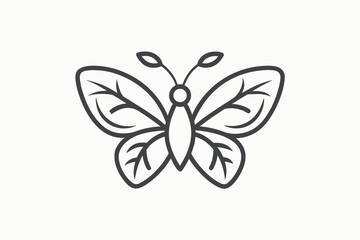 Butterfly outline tiny leaf accent natural beauty design icon