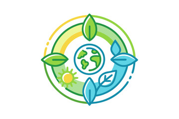 Eco circular symbol leaf water sun natural harmony icon