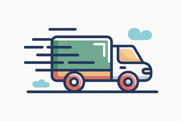 Delivery truck icon with speed lines motion effect