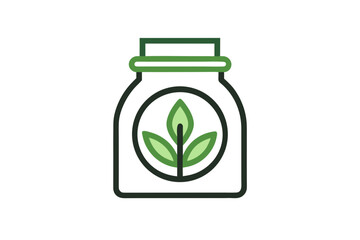 Eco friendly fertilizer bag icon with leaf motif