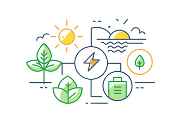 Eco friendly energy mix icon with sun wind water