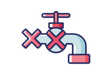 Faucet icon cross sign symbol turn off water supply