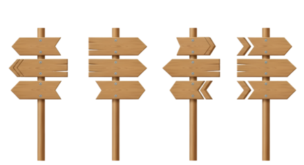 Set of Four Wooden Directional Signposts graphic (138
