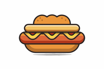 Hotdog With Flat Sausage And Bun Food Icon